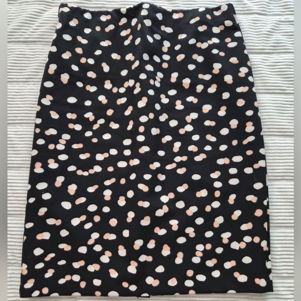 Philosophy Black w/ Peach and White Polka Dot Pencil Skirt - Sz 12